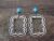 Navajo Nickel Silver Stamped Turquoise Rectangle Post Earrings by Jackie Cleveland