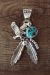 Native American Jewelry Sterling Silver Eagle Turquoise Pendant by Francisco