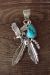 Native American Jewelry Sterling Silver Eagle Turquoise Pendant by Francisco