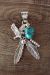 Native American Jewelry Sterling Silver Eagle Turquoise Pendant by Francisco