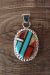 Zuni Indian Sterling Silver Inlay Pendant by Haloo