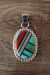 Zuni Indian Sterling Silver Inlay Pendant by Haloo