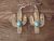 Navajo Indian Nickel Silver Turquoise Cactus Dangle Earrings - Tolta