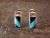 Zuni Sterling Silver Turquoise Multistone Inlay Hoop Post Earrings - Boone