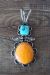 Navajo Nickel Silver Turquoise Spiny Oyster Pendant Bobby Cleveland