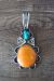 Navajo Nickel Silver Turquoise Spiny Oyster Pendant Bobby Cleveland