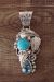 Navajo Indian Sterling Silver Turquoise Aquamarine Floral Pendant - M. Robertson