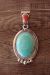 Native American Sterling Silver Turquoise and Coral Pendant - Samuel Yellowhair