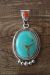 Native American Sterling Silver Turquoise and Coral Pendant - Samuel Yellowhair