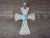 Native American Navajo Nickel Silver Turquoise Cross Pendant Signed Bobby Cleveland