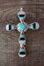 Zuni Indian Sterling Silver Inlay Cross Pendant by Edaakie