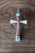 Zuni Indian Sterling Silver Inlay Cross Pendant by  Lynette Bowannie.