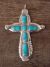 Zuni Indian Sterling Silver Turquoise Cross Pendant by Lupe Leekity