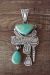 Navajo Indian Sterling Silver Turquoise Saddle Pendant - C. Johnson