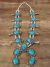 Large Navajo Nickel Silver Turquoise Squash Blossom Necklace Signed JC