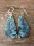 Navajo Indian Turquoise Slab Dangle Earrings by Castillo