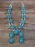 Large Navajo Nickel Silver Turquoise Squash Blossom Necklace Signed JC