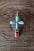 Zuni Indian Sterling Silver Inlay Cross Pendant 