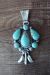 Navajo Indian Hand Stamped Sterling Silver Turquoise Pendant - Bobby Platero