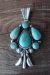 Navajo Indian Hand Stamped Sterling Silver Turquoise Pendant - Bobby Platero