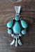 Navajo Indian Hand Stamped Sterling Silver Turquoise Pendant - Bobby Platero