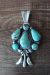 Navajo Indian Hand Stamped Sterling Silver Turquoise Pendant - Bobby Platero