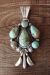 Navajo Indian Hand Stamped Sterling Silver Turquoise Pendant - Bobby Platero