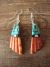 Santo Domingo Sterling Silver Spiny Oyster Turquoise Dangle Earrings by Angie Reano