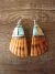 Santo Domingo Sterling Silver Spiny Oyster Turquoise Dangle Earrings by Lupita Calabaza