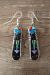 Navajo Sterling Silver Jet Turquoise Sunface Inlay Earrings - Grace Smith