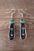 Navajo Sterling Silver Jet Turquoise Sunface Inlay Earrings - Grace Smith