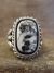 Navajo Indian Sterling Silver & White Buffalo Turquoise Ring - Vandever - Size 10