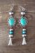 Navajo Sterling Silver Turquoise Blossom Dangle Earrings! P. Yazzie