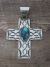 Navajo Indian Nickel Silver Turquoise Cross Pendant Signed JC