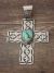 Navajo Indian Nickel Silver Turquoise Cross Pendant Signed JC