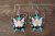 Zuni Sterling Silver Turquoise Multistone Inlay Butterfly Earrings! 