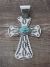 Navajo Indian Nickel Silver Turquoise Cross Pendant Signed JC