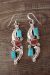 Zuni Sterling Silver Turquoise Coral Leaf Dangle Earrings! A. Locaspino