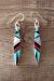 Zuni Sterling Silver Multistone Inlay Dangle Earrings - Cleo Kallestewa