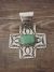 Navajo Indian Nickel Silver Turquoise Cross Pendant Signed JC