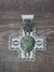 Navajo Indian Nickel Silver Turquoise Cross Pendant Signed JC