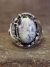 Navajo Sterling Silver & White Buffalo Turquoise Ring by Morgan - Size 9.5