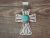 Navajo Indian Nickel Silver Turquoise Cross Pendant Signed JC