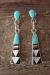 Zuni Indian Jewelry Sterling Silver Inlay Post Earrings - RB