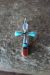 Zuni Indian Sterling Silver Inlay Cross Pendant 