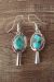 Navajo Sterling Silver Turquoise Squash Blossom Dangle Earrings - Garcia