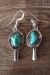 Navajo Sterling Silver Turquoise Squash Blossom Dangle Earrings - Garcia