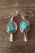 Navajo Sterling Silver Turquoise Squash Blossom Dangle Earrings - Garcia