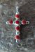 Zuni Indian Sterling Silver Coral Cross Pendant 