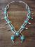 Navajo Nickel Silver Turquoise Squash Blossom Necklace Signed BC